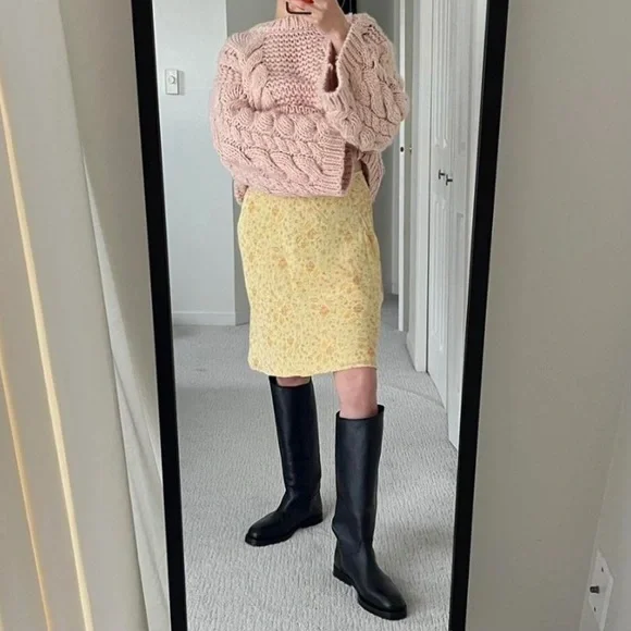 Zara black leather knee high boots blogger style toteme khaite the row - Picture 4 of 16